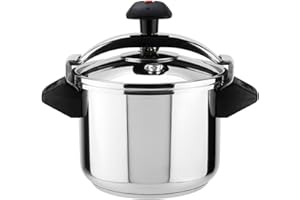 MAGEFESA ® Inoxtar fast pressure cooker, 6.3 Quart, made in 18/10 stainless steel, suitable for all types of stovetops, included induction, 3 heavy security systems, progressive locking system, 8 psi