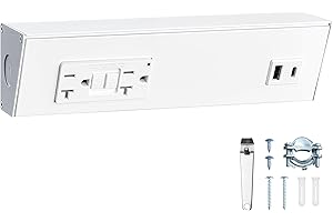 SURAIELEC 9" Under Cabinet Hardwired Power Strip with GFCI, 20A TR GFCI Outlet + USB-A & USB-C, Angled Trapezoid Design, Modu