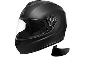 TRIANGLE Full Face Motorcycle Street Bike Helmet Lightweight DOT Approved (X-Large, Black)…