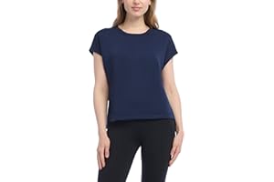 Danskin Women's Crew Neck Cap Sleeve Cloud T-Shirt