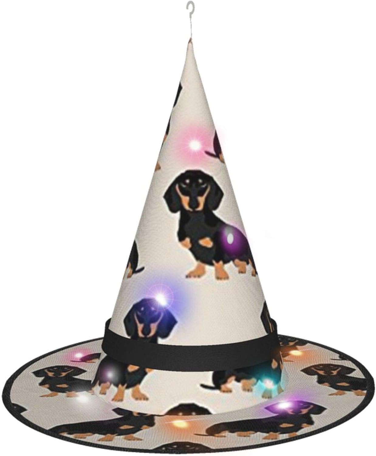 KR3Ujfr Black Dogs Witch Hat with Lights for Costume
