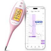 easy@Home Bluetooth Basal Body Thermometer for Adults - Fertility Tracker | Precise 1/100th Degree BBT. Bluetooth Sync to Premom App. Large Backlit LCD &amp; 30 Memory Log for TTC Women
