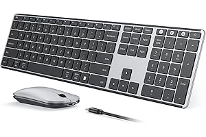 seenda Wireless Bluetooth Keyboard and Mouse Combo, SKM64-3 Rechargeable Slim Quiet Keyboard Mouse, 3 Multi-Device Connection