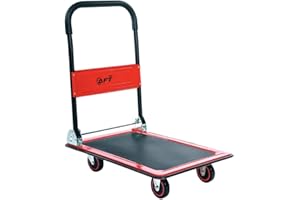 AFT PRO USA Push Platform Truck Dolly Folding Rolling Flatbed Cart 360° Swivel Wheels Foldable Handle | (Red, 330LB Capacity)