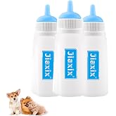 3 Pack Kitten Silicone Bottle Feeding Kit,Nipple &amp; Feeding Kit for Kittens, Reusable Newborn Kitten Supplies, Suitable for Feeding Kitten, Puppy, Rabbit,Hamster (Blue, Large)