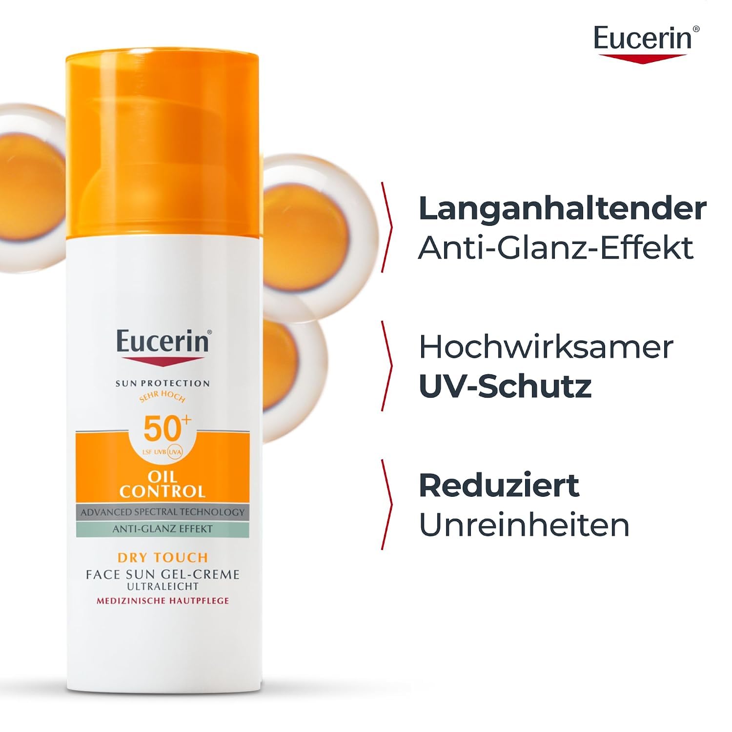 Eucerin Oil Control Sun Face Gel-Creme LSF 50+ 50 ml, Sonnencreme 5