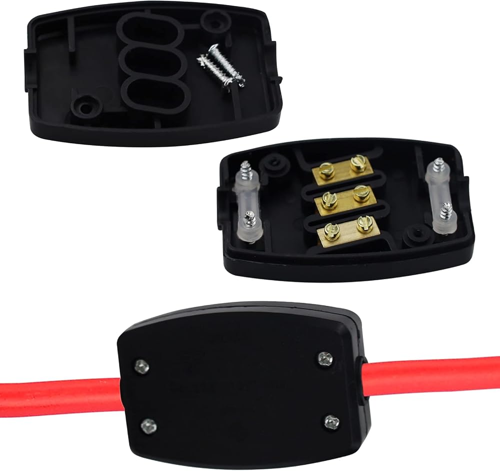 SZCXDKJ 2 Pcs 3 Terminal Electrical Junction Box Black 250V 13A Cable Joiner