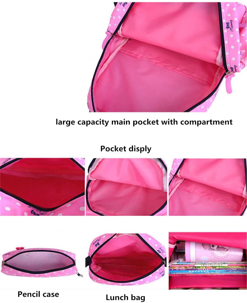 VIDOSCLA 3Pcs Crown Prints Backpack Sets Bowknot Primary Schoolbag Travel Daypack Shoulder Bag Pencil Case - Image 5