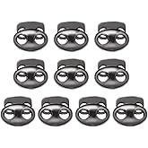 PATIKIL 0.7x0.5" Cord Locks, 10 Pack Double Hole Spring End Toggle Stopper for Drawstring Bag Shoelaces, Black