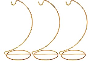ZEERSHEE 3 Pcs Iron Ornament Display Stand Gold Pothook Hanging Stand for Glass Globe Air Plant Terrarium Witch Ball Christmas Ornaments Home Wedding Decor (9x4 Inches)
