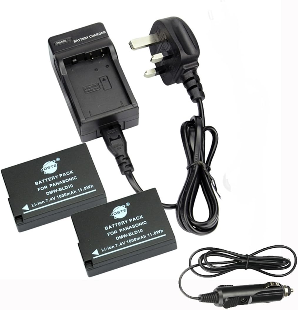 DSTE 2pcs Replacement Battery + Charger DC115U for Panasonic DMW-BLD10, DMW-BLD10E, DMW-BLD10PP