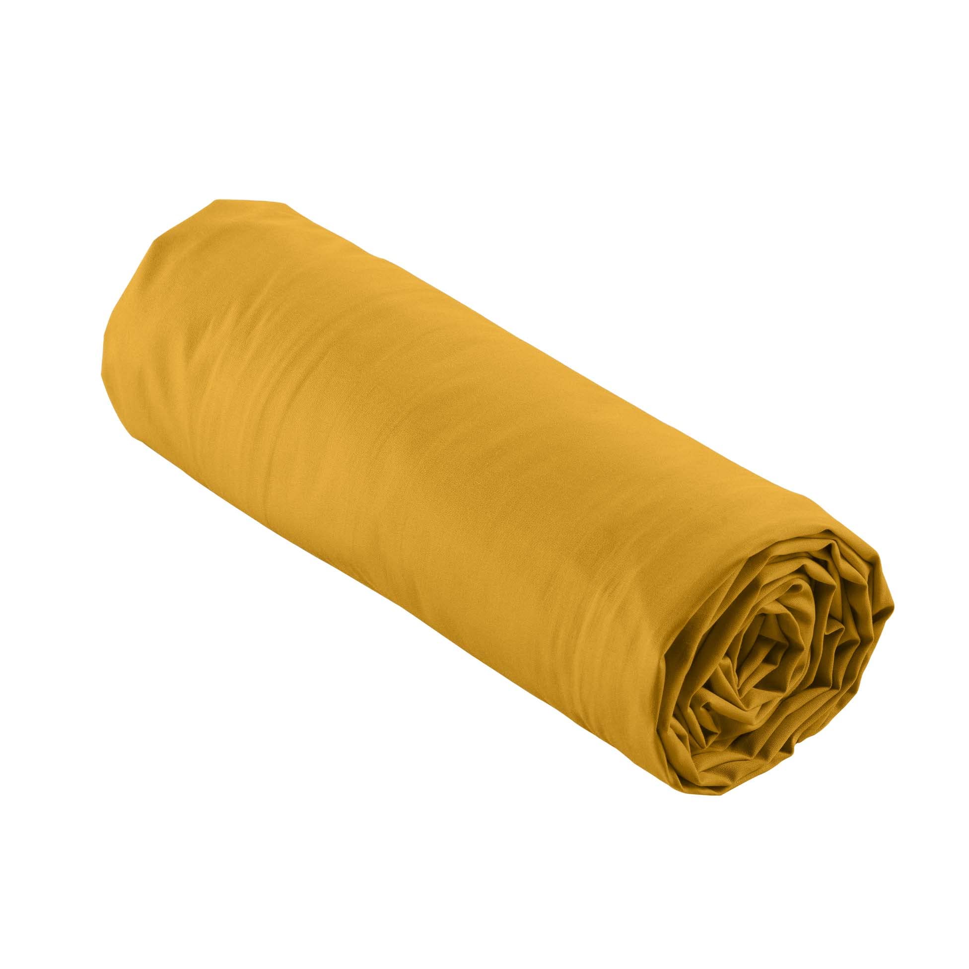 douceur d'intérieur, Percale Cotton Curry Fitted Sheet (160 x 200 cm)