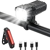 Bike Light for Night Riding, 2000LM/1000LM Bicycle Headlight & Taillight, Multiple Modes,3000mAh/2000mAh USB C Rechargeable Waterproof LED Bright Bike Headlights for Cyclists and Commuters