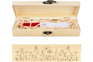 CHGCRAFT Pregnancy Test Keepsake Box Hummingbirds Wooden Pregnancy Announcement Gifts Box with Raffia Ribbon and Lock Announcement Gifts for Dad Husband, 8x2x1.2inch
