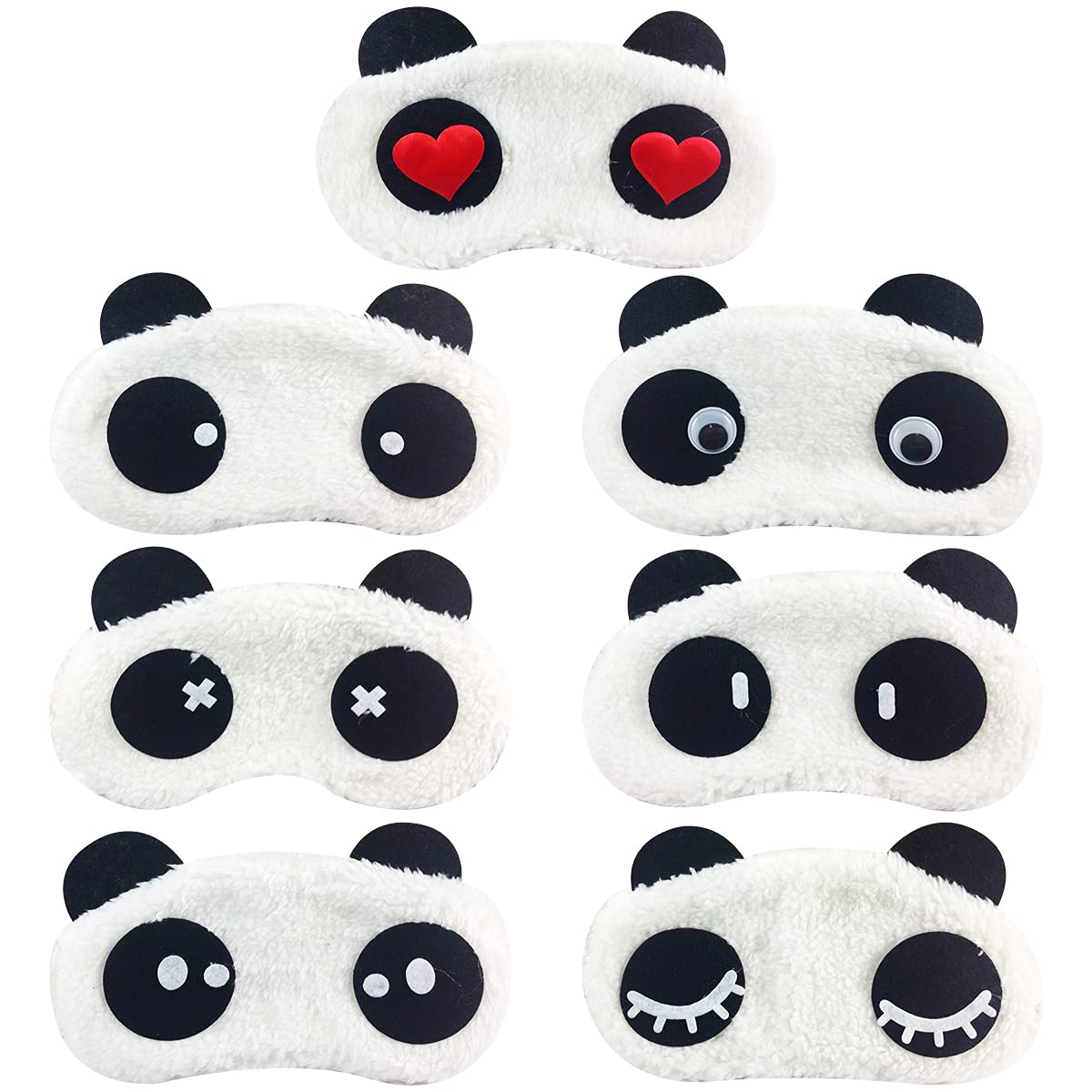 Yueser Kids Eye Masks for Sleeping,7Pcs Panda Kids Sleep Mask Kids Eye Mask for Sleeping Cute Soft Plush Eyeshade Cover Blackout Sleep Eyes Mask for Kids Adult Women Sleeps Travel