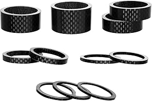 ZTZ 11PCS Headset Spacer Set for 1-1/8 Fork Stem - Aluminum Carbon Fiber Washer Kit (20 15 10 5 3 2 mm) Bicycle Threadless Ul