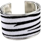 KIFEDSLJ Leopard Print Open Cuff Bracelet Animal Print Zebra Cuff Bangle Bracelets Wide Geometric Wrap Bracelet for Women