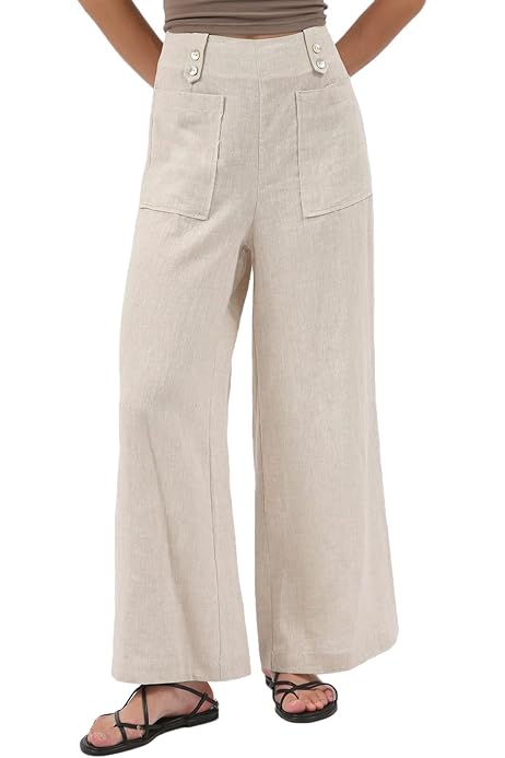 amachi. アマチ AY10-20 Layered Linen Pants Amazhiyu Linen Pants Linen Pants Women Amazhiyu Women's