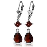 14K White Gold Leverback Earrings with Garnets