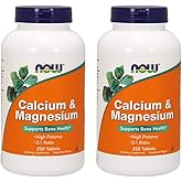 Now Foods Calcium & Magnesium, 250 Tablets (Pack of 2)
