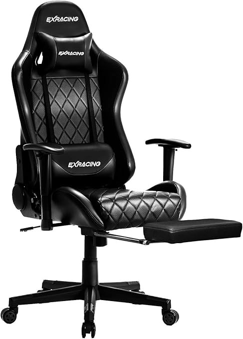 Amazon Co Jp 国内メーカー Exracing ゲーミングチェア オットマン付き 人間工学に基づいた3d設計 オフィスチェア デスクチェア 椅子 ゲーム用チェア イス パソコンチェア ハイバック 非再生ウレタン採用 ヘッドレスト ランバーサポート Puレザー 一年無償
