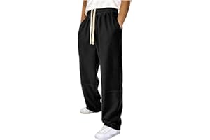 Sweatpants for Men Summer Elastic High Waisted Wide Leg Pants with Pockets Workout Gym Joggers Baggy Running Sports Joggers