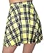 Sister Amy Women's Pleated Elastic Waist Band Flared Printed Midi Skater Yellow Plaids US XS