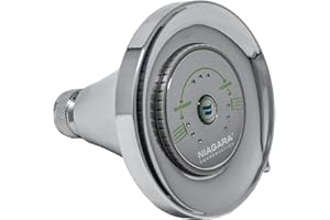 Niagara Conservation N3912CH Earth Luxe 3-Spray with 1.25 GPM 3.35-in. Wall Mount Adjustable Fixed Shower Head in Chrome, 1-Pack | Bathroom Shower Head Sprayer with Pressure Compensation