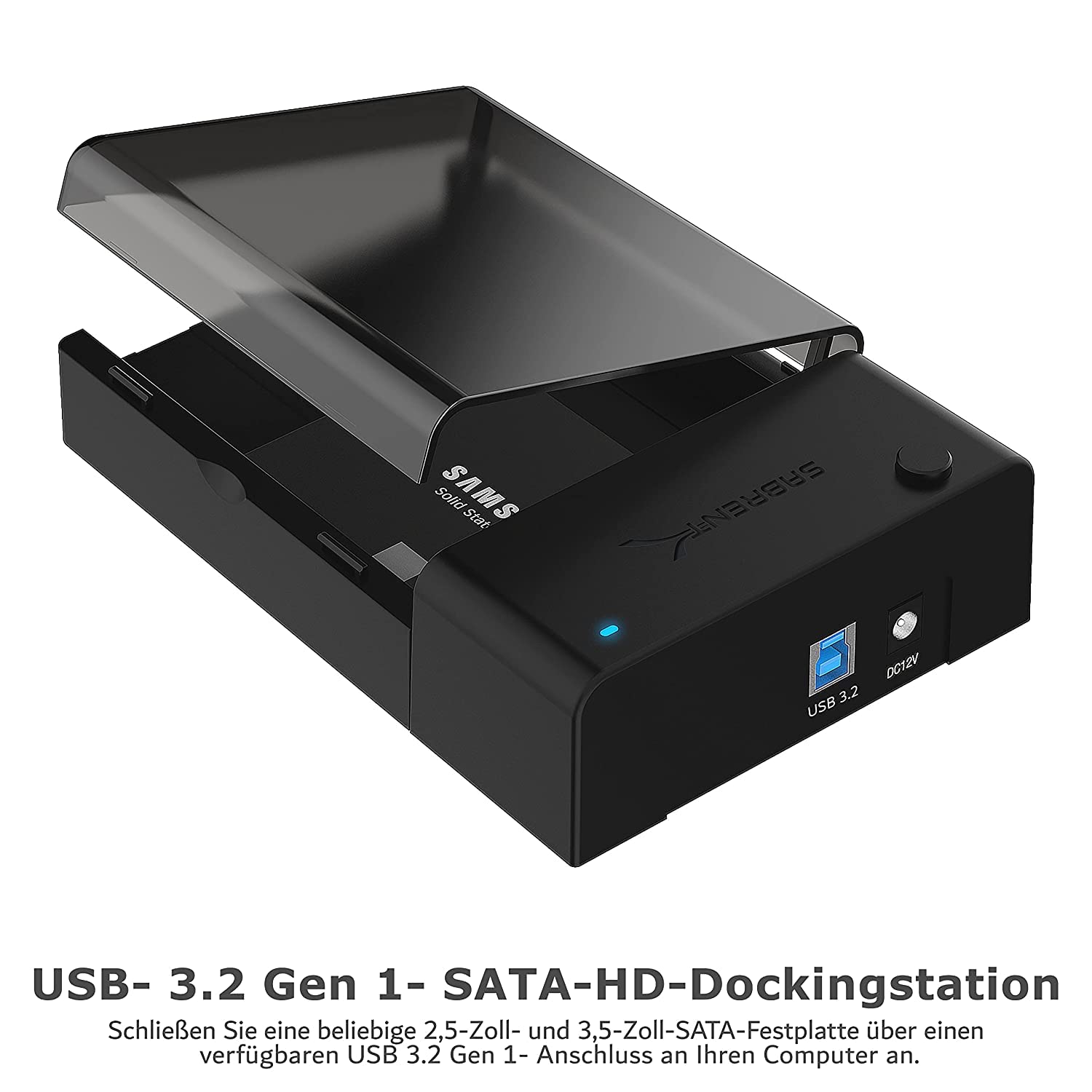 SABRENT Festplatten Dockingstation für 2,5''/3,5'' SATA HDD & SSD USB-A 5Gbps – Externes Festplattengehäuse USB 3.0 – Docking Station ohne Festplatte (EC-DFLT) 2