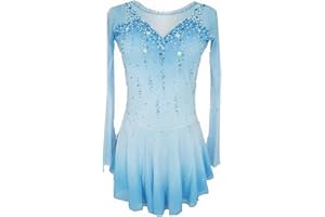 LIUHUO Elegant Blue Figure Skating Dress for Girls and Women - Competition Ice Dance Dress - Skating Clothes