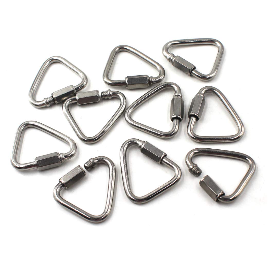 M3.5 Delta Quick Link 304 Stainless Steel Triangle Quicklink Chain Connector Screw Lock Carabiner Pack Of 10