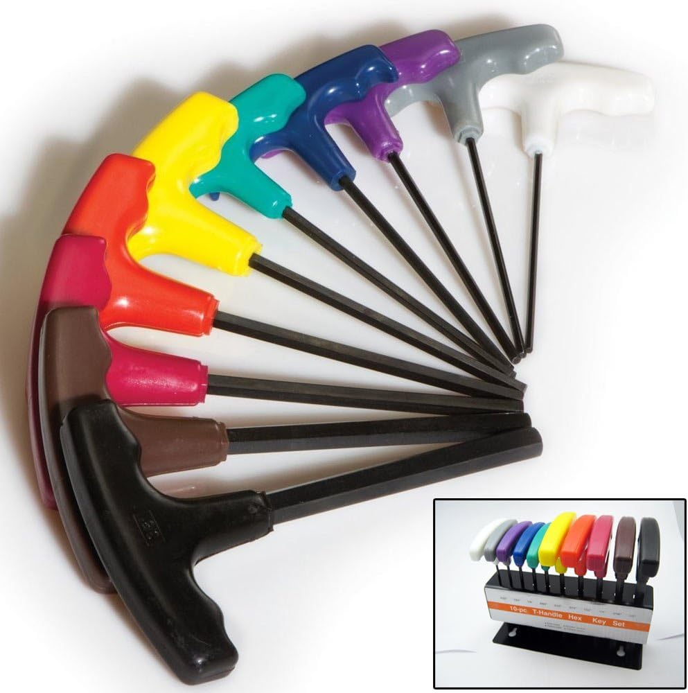Prosperity Tools 10 Piece Sae T Handle Grip Hex Key Long Standard Size Allen Wrench Hand Tool New