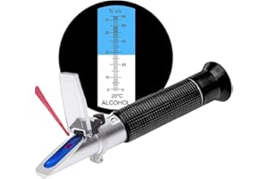 SMARTSMITH Alcohol Refractometer for Spirit Alcohol Volume Percent Measurement with Automatic Temperature Compensation (ATC), Range 0-80% v/v.Alcohol Refractometer for Spirit Alcohol Volume Percent