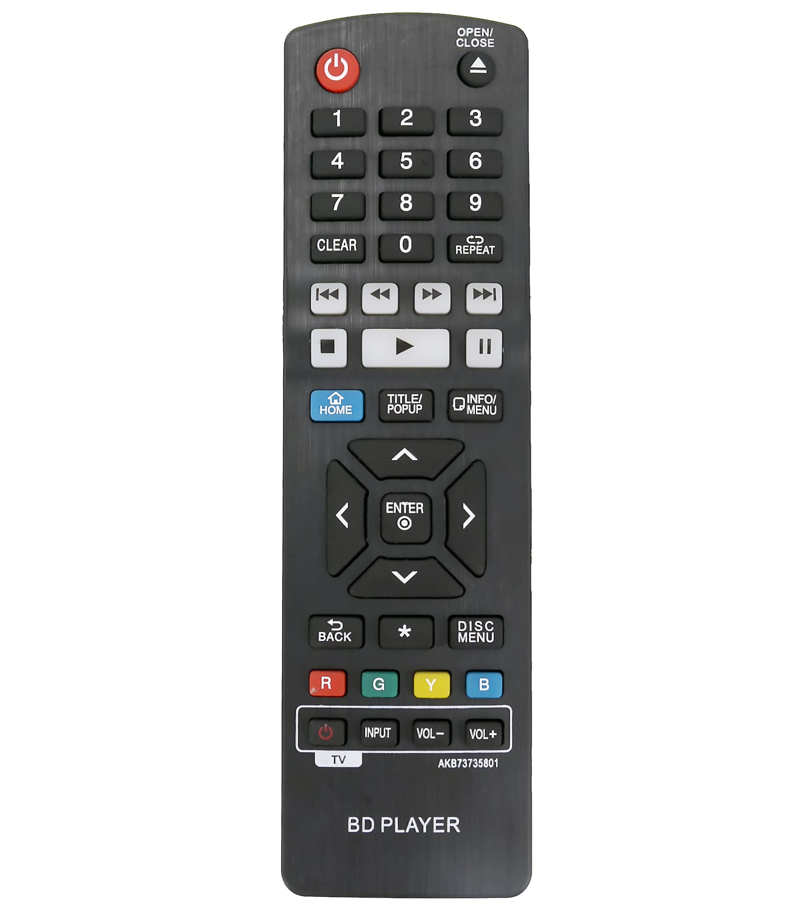VINABTY Replacement Remote Control Fit for LG Blu-ray Disc Player BP660 BP670 BPM33 BP735 BP530 BP430 BP440 BP440N BP450 BP550 BP540 BPM54 BP530 BP530 BP330 Remote AKB73735801 Sub AKB73735806