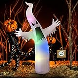 YUNLIGHTS Halloween Inflatable Decorations for Halloween 6 Ft Ghost with 8 Multicolor Lights