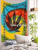 COR's Multicolor Marijuana Leaf Tapestry Cannabis Tapestry Wall Hanging 55 x 85 Inches