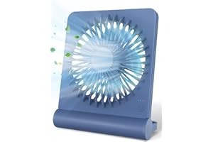 FERRISA Desk Fan On-The-Go, Small But Powerful, Portable Fan Battery Operated, 220° Tilt Folding Ultra Quiet mini Personal Fan, Strong Wind, 3 Speed Adjustable For Office Desktop Travel (Blue)