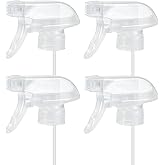 HOMBYS 4 Pack Clear Trigger Sprayers Replacement Spray Nozzles with Mist Stream Sprayer for 8oz/16oz Glass Spray Bottles for Home, Kitchen, Garden and Office,Cleaning Solutions-Quality Sprayer