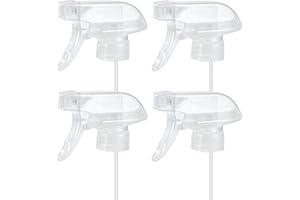 HOMBYS 4 Pack Clear Trigger Sprayers Replacement Spray Nozzles with Mist Stream Sprayer for 8oz/16oz Glass Spray Bottles for Home, Kitchen, Garden and Office,Cleaning Solutions-Quality Sprayer