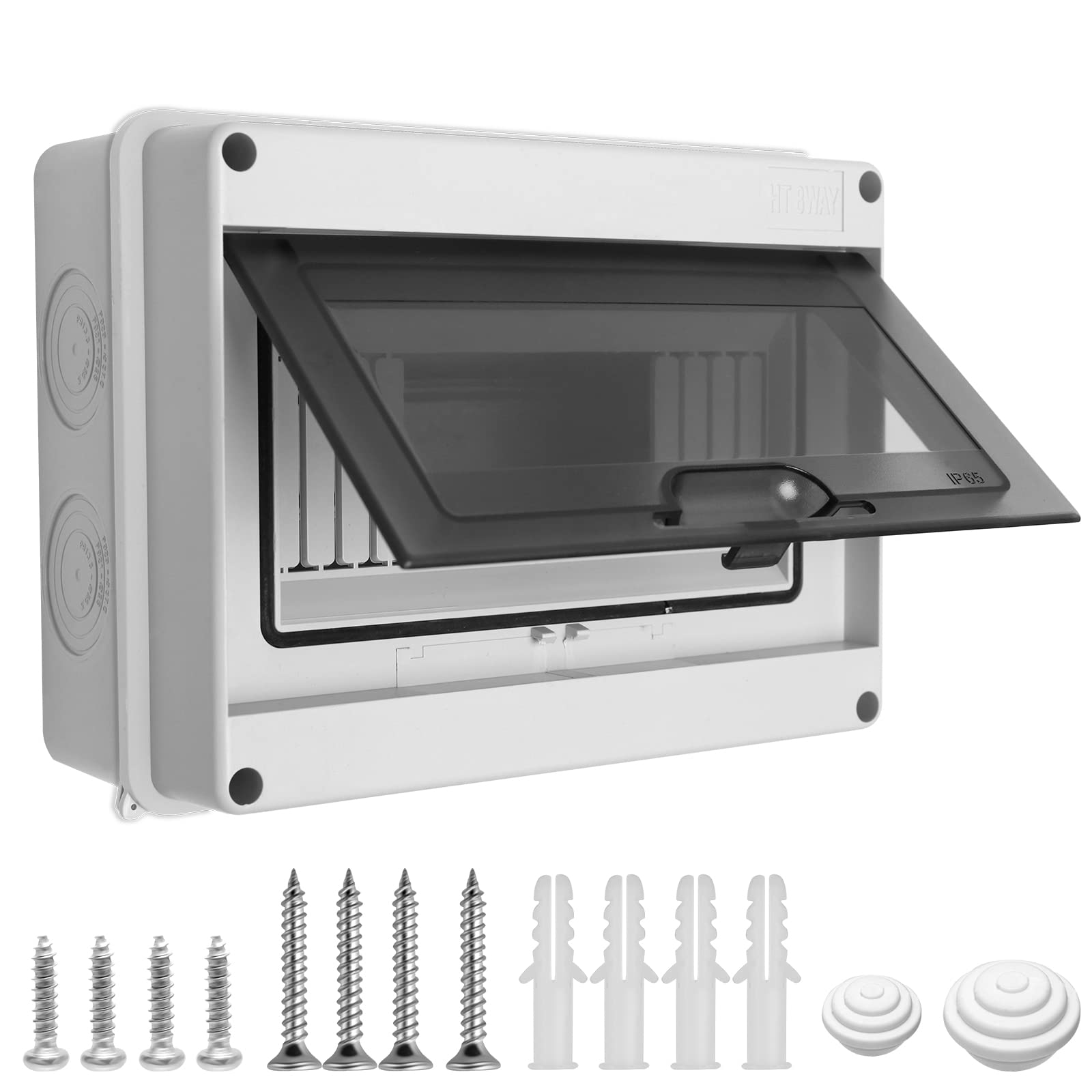 Surface-mounted Distribution Box, 8 Module Circuit Breaker Distribution Box IP65 Waterproof Fuse Box Circuit Breaker for Indoor and Outdoor Use