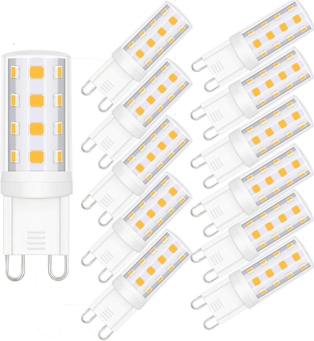 G9 LED Bulb Dimmable,3W (G9 Halogen Bulb 40 Watt Equiv.),2700K Warm White,G9 Bi Pin Base 120V 40w Light Bulbs - for Chandelier,Candelabra,Sconce,Under Cabinet,Ceiling Fan,Accent Lighting (12 Pack)