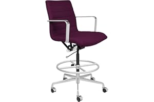 Laura Davidson Furniture SOHO II Ribbed Drafting Chair for Standing Desks - Ergonomically Designed, Commercial Grade Draft Height, Arm Rest & Cushion, Made of Poly-Cotton Fabric, Purple Fabric
