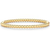 PAVOI 14K Gold Plated Waterproof Bangle Bracelets for Women | Stainless Steel Faceted Hammered Ball Beaded Hinged Bracelet