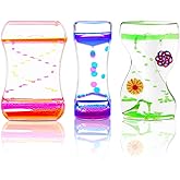 Coitak Liquid Motion Bubbler Timer for Sensory Play, Fidget Toy, Desk Top, 3 Pack, Assorted Colors (Style-1)