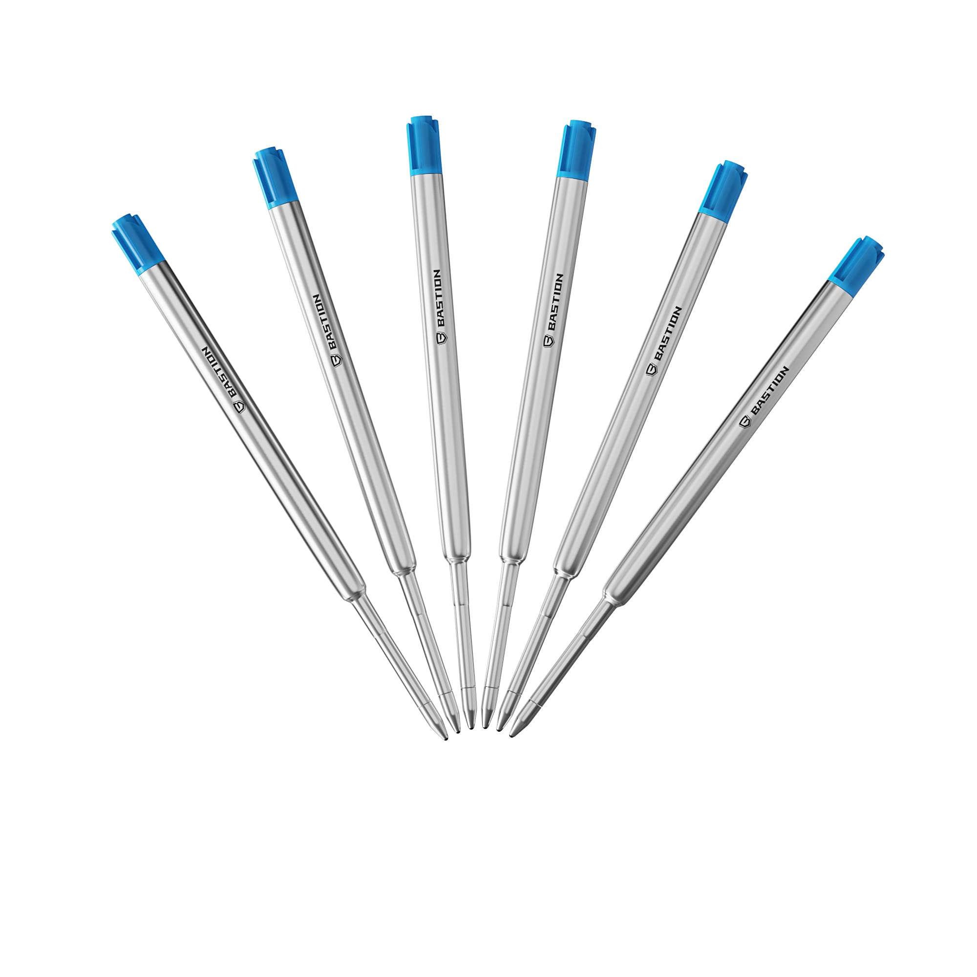 BASTION Pen Refill Ballpoint Blue | Replacement for All Bolt Action Pens | Standard Pen Ink Refills Cartridge (Blue 6 pc)