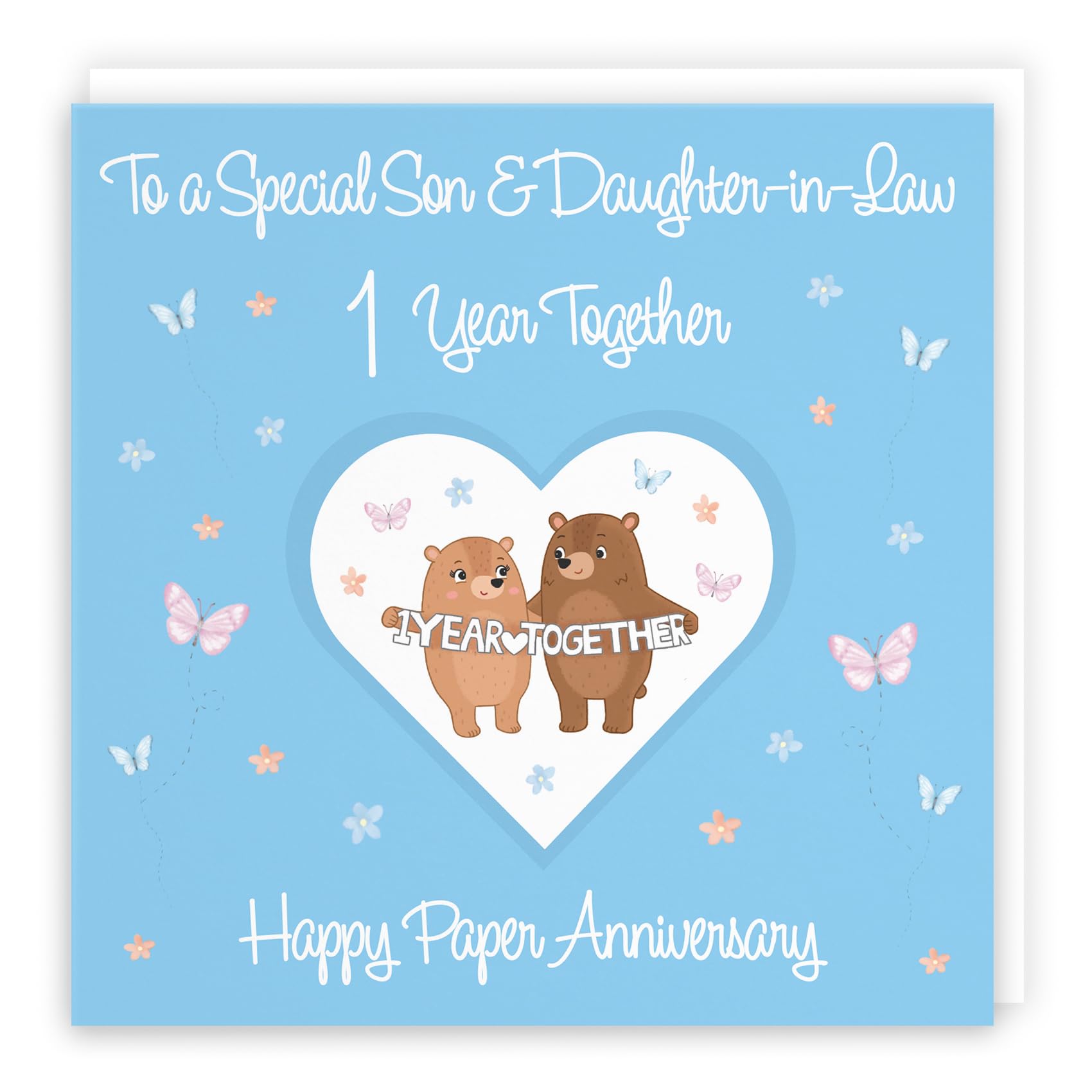 Hunts England - Son & Daughter-in-Law 1st Anniversary Card - 1 Year - Paper Anniversary - Romantic Meadows - Fun Card - First Anniversary Card For Son And Daughter-in-Law — image 1