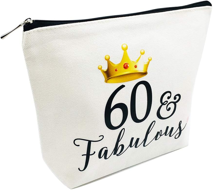 60th Birthday Gifts for Women 60th Birthday Party Supplies and Decorations 60 and Fabulous Turning Sixty Makeup Bag Funny 60th Gifts Idea for Her - Image 3