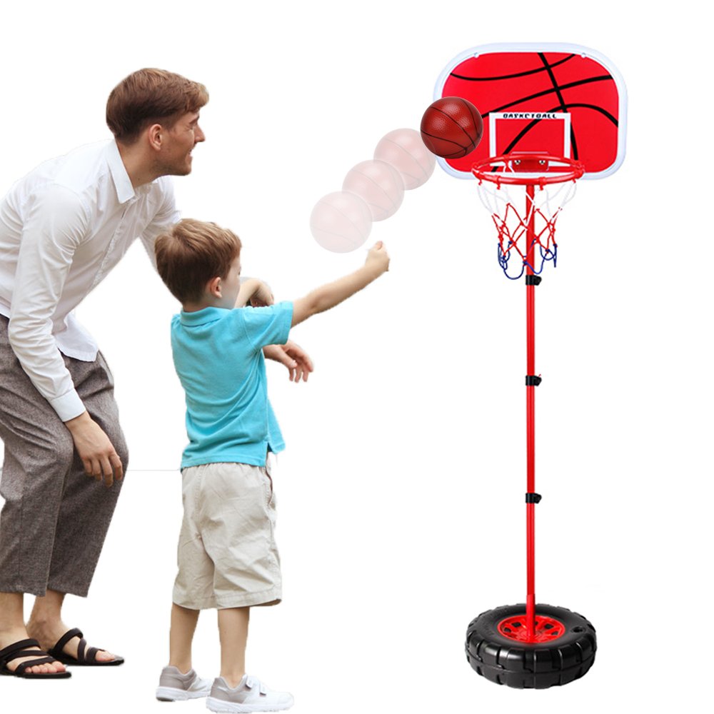 WISHTIME Kids Adjustable Portable Basketball Set TOP17008 Kids Basketball Stand with Net and Ball Outdoor Indoor Adjustable Sport Game Play Set for 3 Years Old and up Toddler Baby Sports