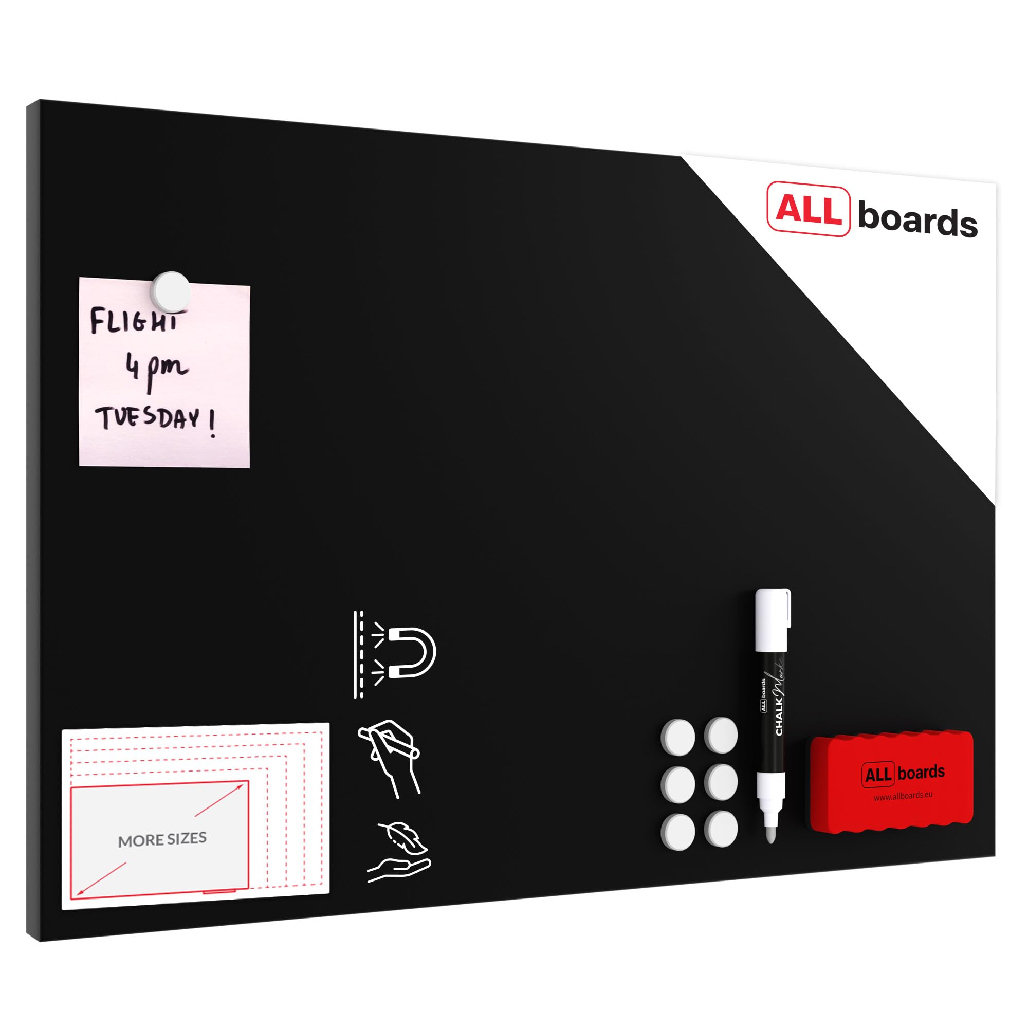 Magnetic Boards MetalBoard Chalkboard Chalk Black 60x40cm a Magnetic Metal Poster with an Imprint for All Types of Magnets, Wall Mounted Durable 3D Printed + a Set of Accessories Included
