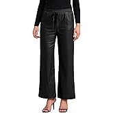 Allegra K Women's Faux Leather Pants High Waist Straight Leg PU Trousers Pant with Pockets
